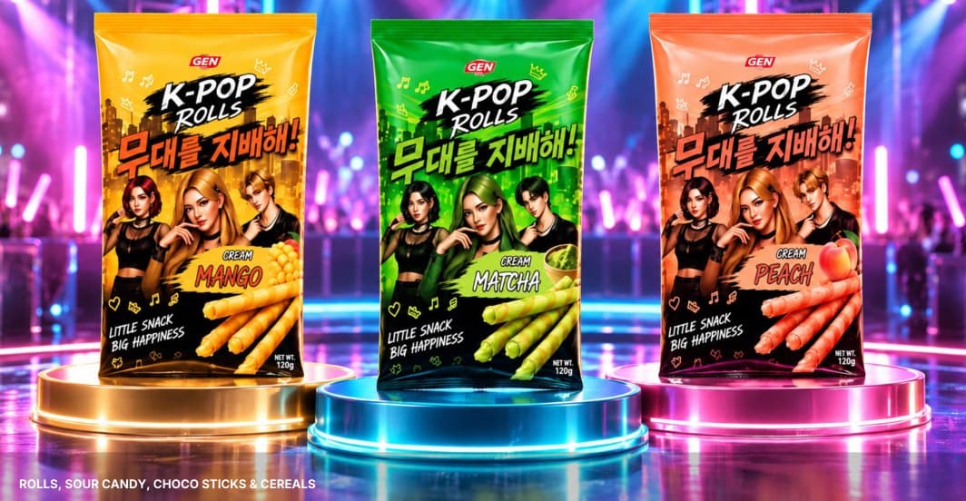 GEN FOOD K-Pop Rolls in den Sorten Mango, Matcha und Peach