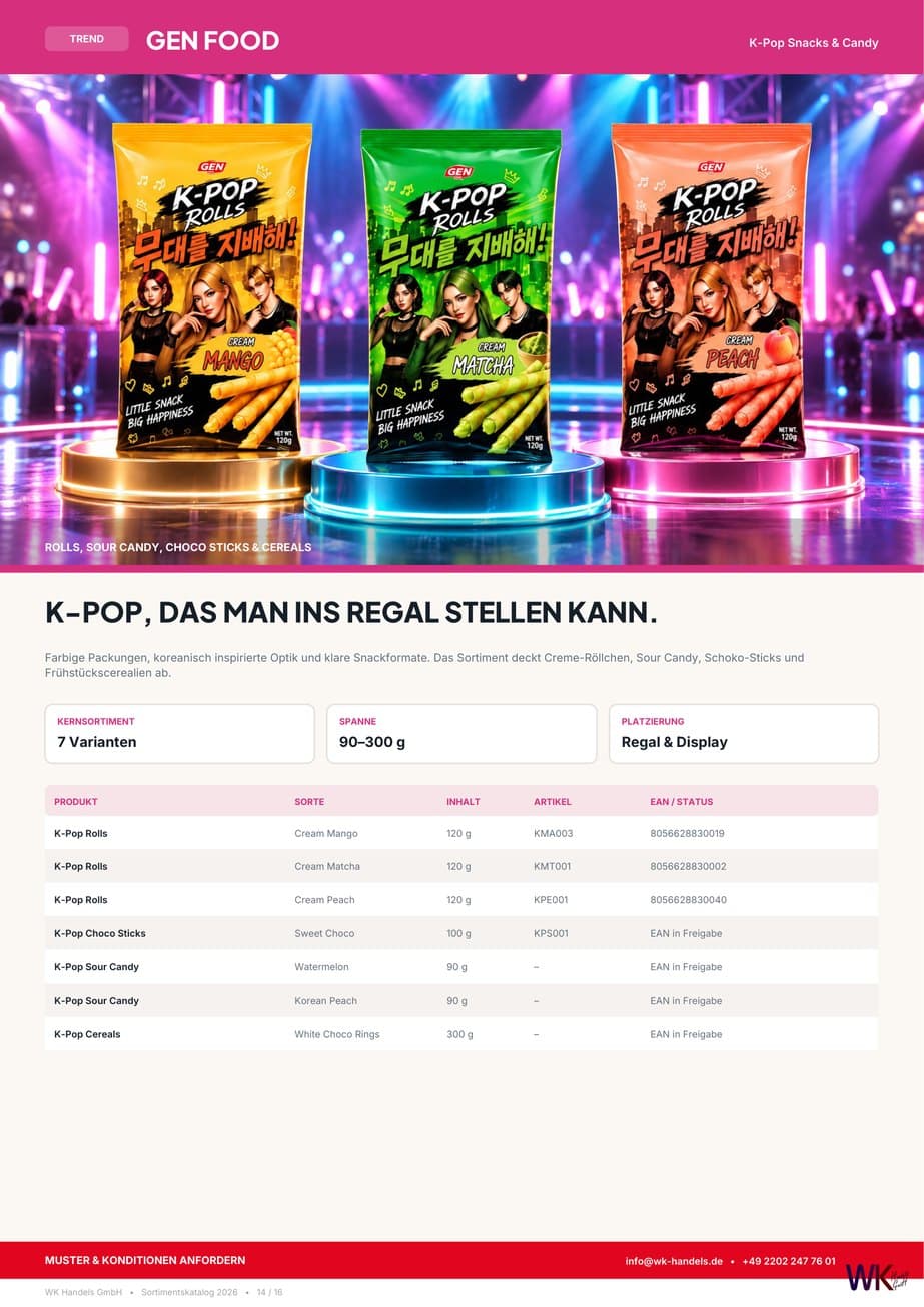 Original-Katalogseite 14 mit K-Pop Snacks & Candy
